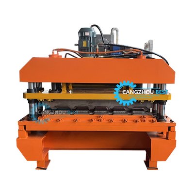 Hydraulisches Schneiden 5,5 kW Leistung Farbstahlprofil Russland Fliesen Rollen Formierung Maschine