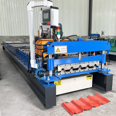Plc-Steuerung Automatisches Schneiden Ppgi-Stahl Hochrippen-Dachblech-Kaltrollenformmaschine für Simbabwe