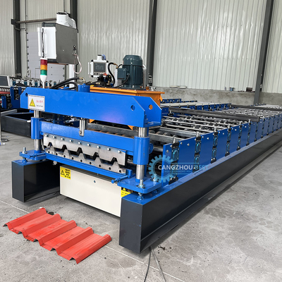 Plc-Steuerung Automatisches Schneiden Ppgi-Stahl Hochrippen-Dachblech-Kaltrollenformmaschine für Simbabwe