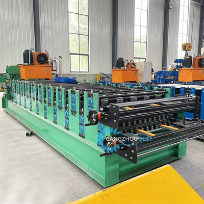 Farbstahlprofil Hydraulische Doppelschicht-Blattmetall-Dachmaschine PLC-Steuerung