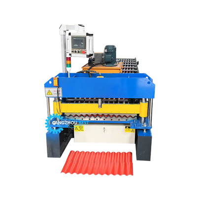 PPGI Kettenbetriebene elektrische 3 kW Wellprofil-Dachblech-Rollformmaschine