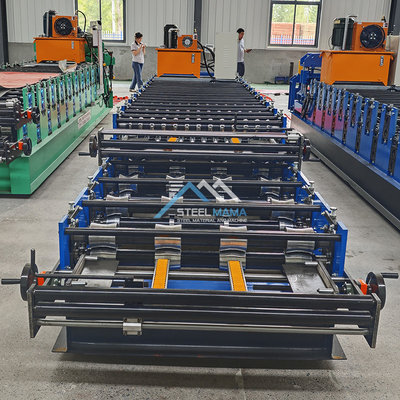 Hydraulikkraft 5,5 kW Farbbedeckung Doppelschicht IBR Wellfliesen Rollformmaschine
