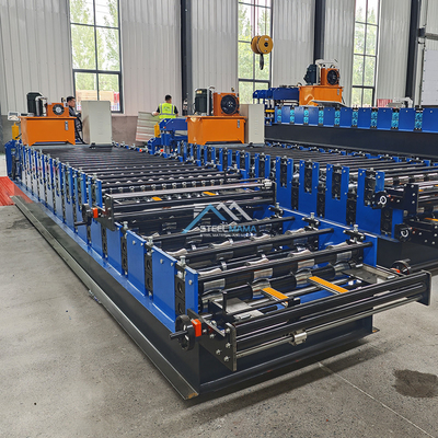 Hydraulikkraft 5,5 kW Farbbedeckung Doppelschicht IBR Wellfliesen Rollformmaschine