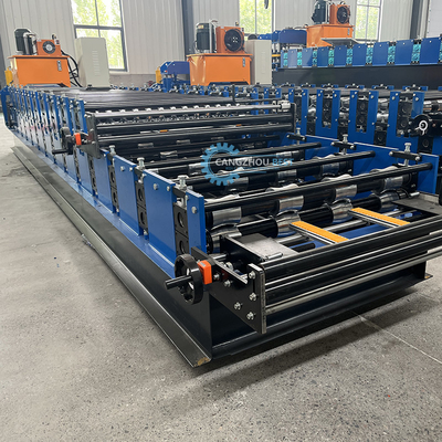 Automatische Schneidmaschine Hydraulikkraft Stahlprofil Doppelschicht-Dachrollenformmaschine