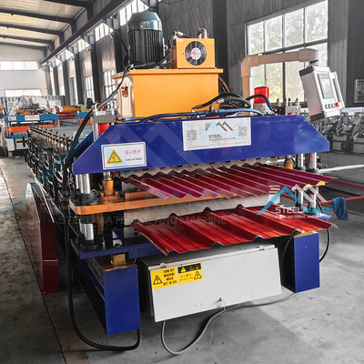 Doppelschicht Stahldachrollenformmaschine mit 5,5 KW Leistung und 15-16 Stationen