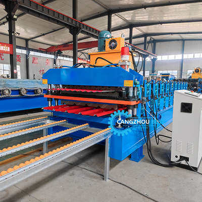 Doppelschicht-Metall-Dachblech-Zwei-Profil-In-One-Roll-Formmaschine 5,5 Kw Leistung
