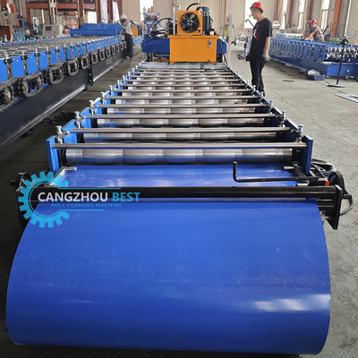 Farbstahl 3kw Servomotor Hochgeschwindigkeits-Zee Roofing Q Tile Roll Forming Machine