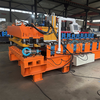 Hydraulisches Schneiden 5,5 kW Leistung Farbstahlprofil Russland Fliesen Rollen Formierung Maschine