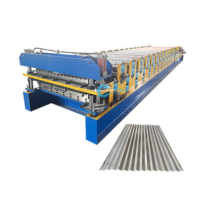 Stahlfliesen Delta PLC-Steuerung Doppelschicht Rollformmaschine für 0,25-0,6 mm Materialdicke