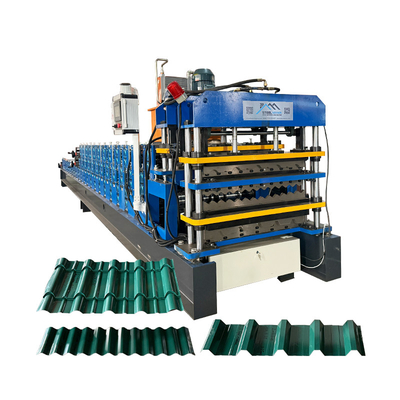 Delta-Inverter Drei-Schicht-Dach-Stahl-Profil-Rollformmaschine für 0,25-0,6 mm Materialdicke
