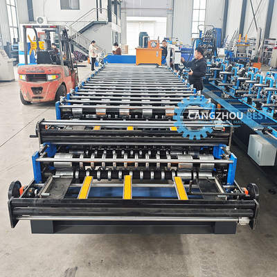 Profil aus Stahl Anpassungsbreite Doppelschichtformmaschine für 0,25-0,6 mm Materialdicke