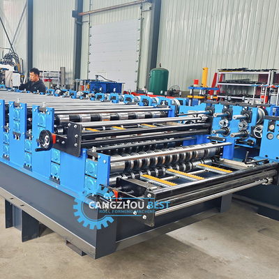 Profil aus Stahl Anpassungsbreite Doppelschichtformmaschine für 0,25-0,6 mm Materialdicke