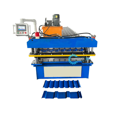 Automatische 0,25-0,6mm Dicke Doppelschicht-Dachplatte Rollformmaschine Schnelle Produktionsgeschwindigkeit