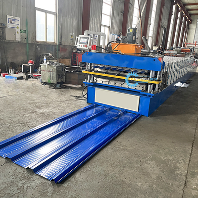 Automatische 0,25-0,6mm Dicke Doppelschicht-Dachplatte Rollformmaschine Schnelle Produktionsgeschwindigkeit