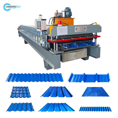 Automatische 2-in-1-Maschine zur Herstellung von Metalldachblechen mit Doppelprofil-Rollformer